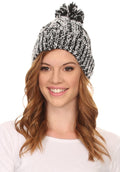 Sakkas Dante Warm Unisex Pom-pom Ribbed Knit Beanie Simple and Casual#color_YCCADK1519-Black