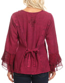 Sakkas Jimena Womens Ruffle 3/4 Sleeve Open Front Cropped Cardigan Top Lace