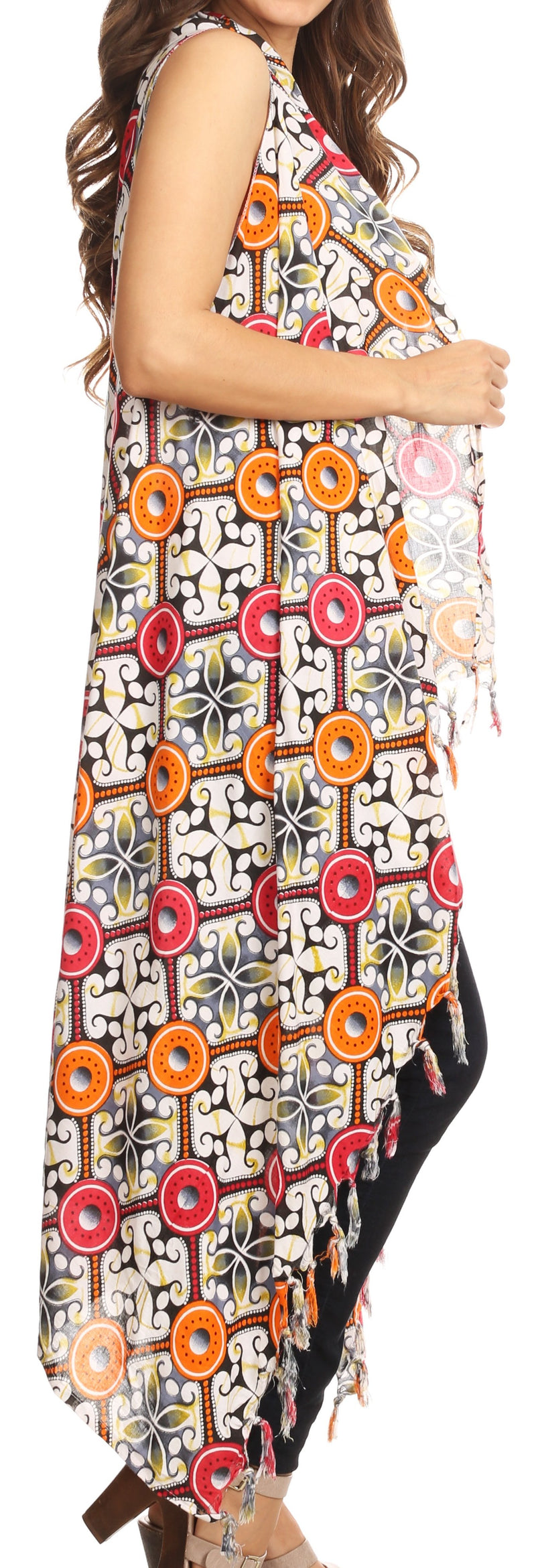 Sakkas Hatice Light Colorful Poncho Wrap Cardigan Top with African Ankara Print