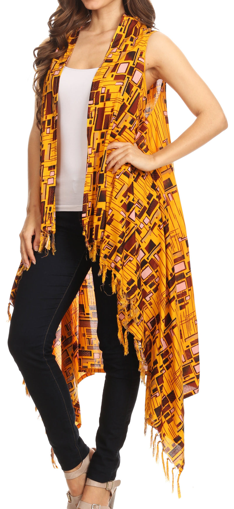 Sakkas Hatice Light Colorful Poncho Wrap Cardigan Top with African Ankara Print