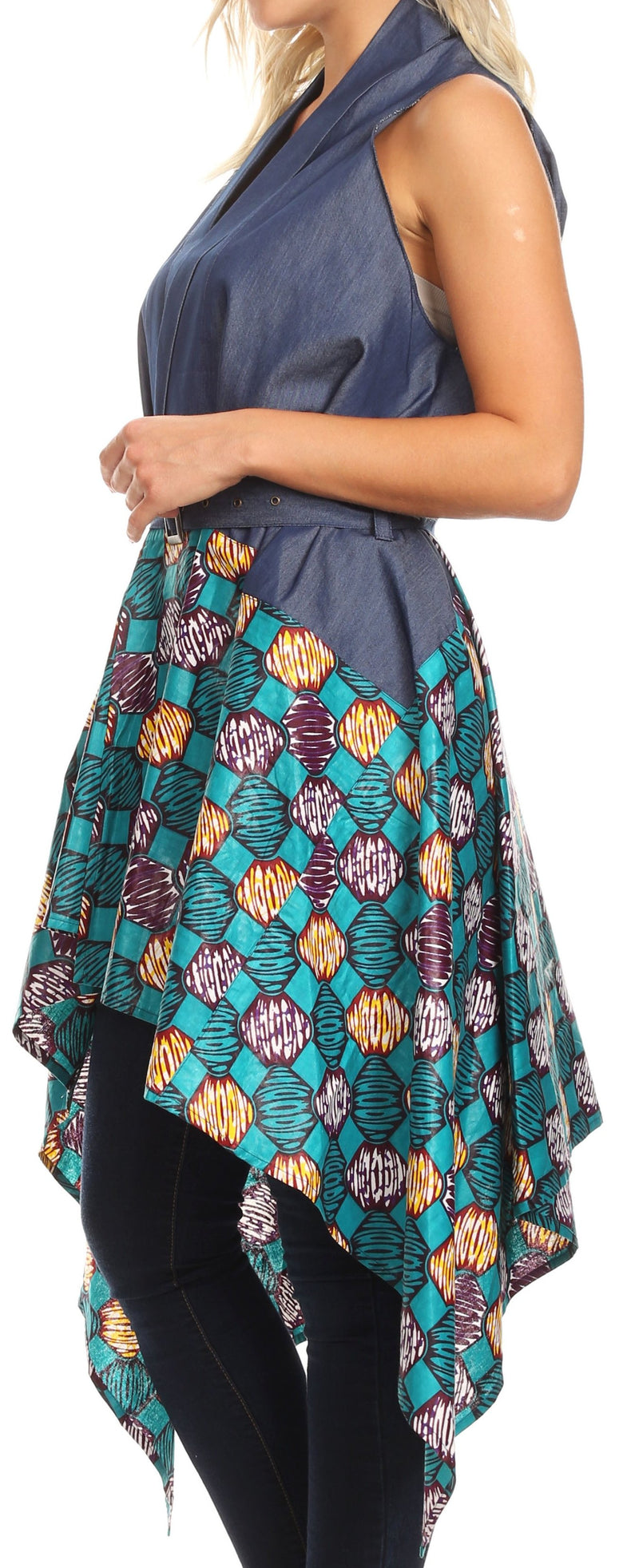 Sakkas Kaia  Women's Open Front  cardigan Top Asymetrical Ankara African Colorful
