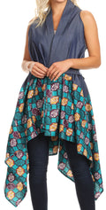 Sakkas Kaia  Women's Open Front  cardigan Top Asymetrical Ankara African Colorful#color_409-Multi 