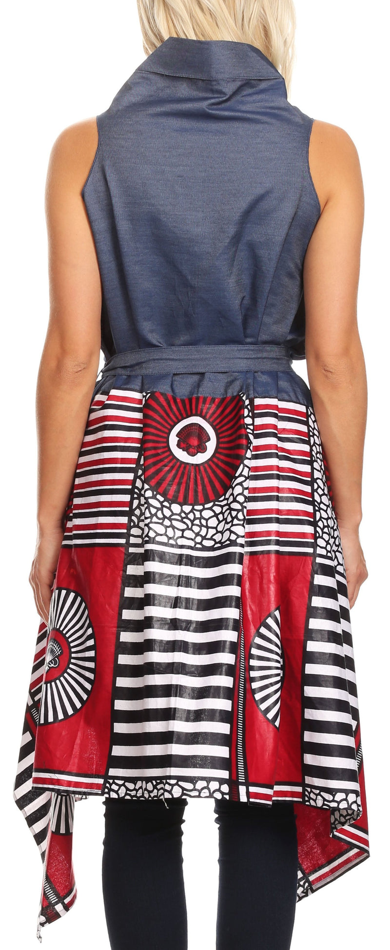 Sakkas Kaia  Women's Open Front  cardigan Top Asymetrical Ankara African Colorful