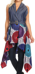 Sakkas Kaia  Women's Open Front  cardigan Top Asymetrical Ankara African Colorful#color_413-Multi 