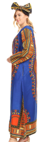 Sakkas Soledad Women's Long Sleeve Open Front Cardigan Dress Coat Dashiki African