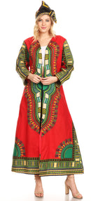 Sakkas Soledad Women's Long Sleeve Open Front Cardigan Dress Coat Dashiki African
