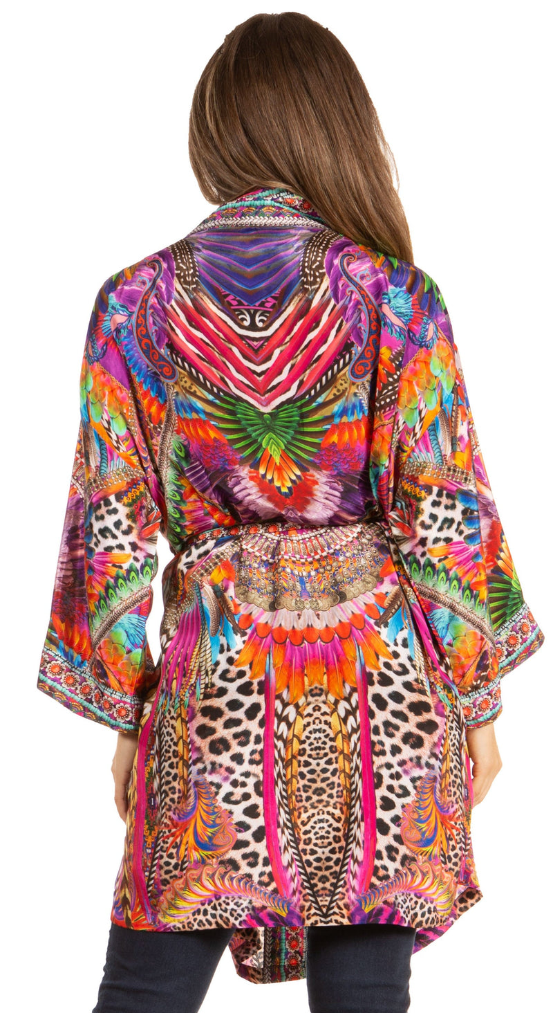 Sakkas Janis Women's Lightweight Open-Front Amazing Print Cardigan Sweater Pockets