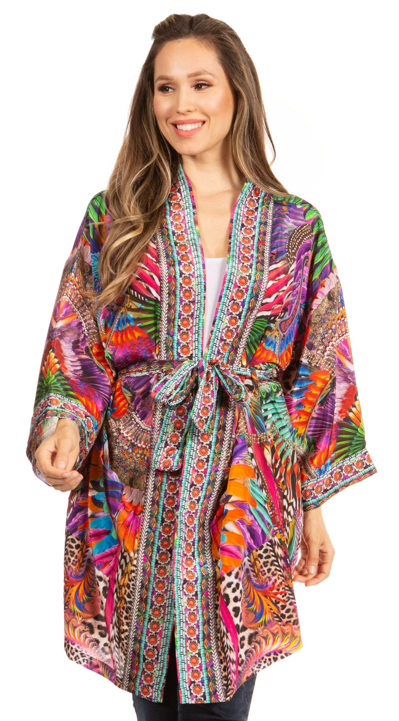 Sakkas Janis Women's Lightweight Open-Front Amazing Print Cardigan Sweater Pockets