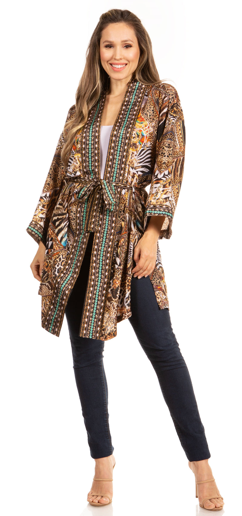 Sakkas Janis Women's Lightweight Open-Front Amazing Print Cardigan Sweater Pockets