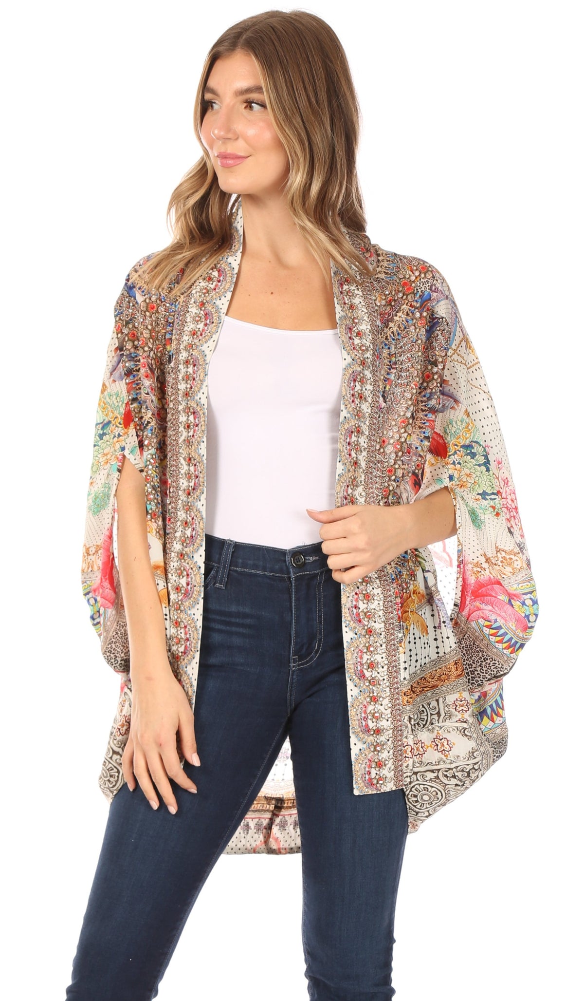 Watch Sakkas Jenna Women's Casual Boho Sheer Kimono Loose...