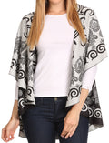 Sakkas Balie Reversable Printed Mid Weight Warm Poncho Throw Shawl / Cardigan#color_Black/White