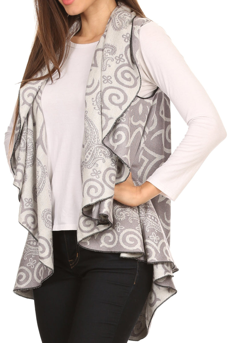 Sakkas Balie Reversable Printed Mid Weight Warm Poncho Throw Shawl / Cardigan