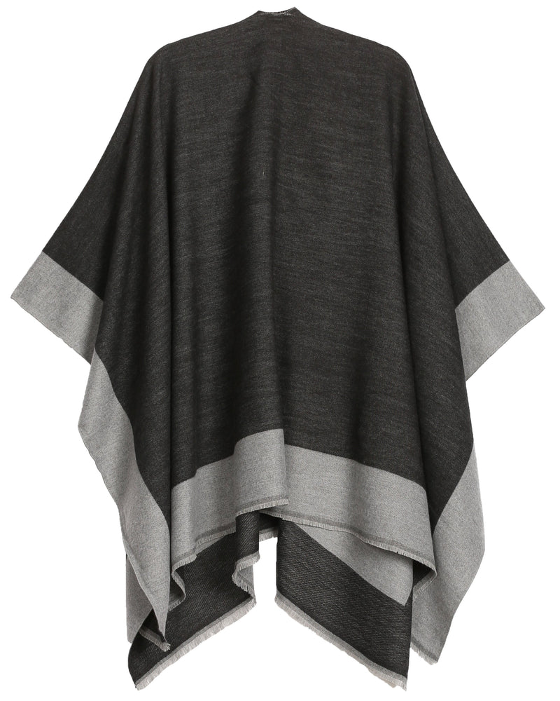 Sakkas Nila Women's Reversible Open Front Large Poncho Shawl Wrap Scarf Cape Ruana