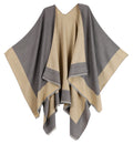 Sakkas Nila Women's Reversible Open Front Large Poncho Shawl Wrap Scarf Cape Ruana#color_cream