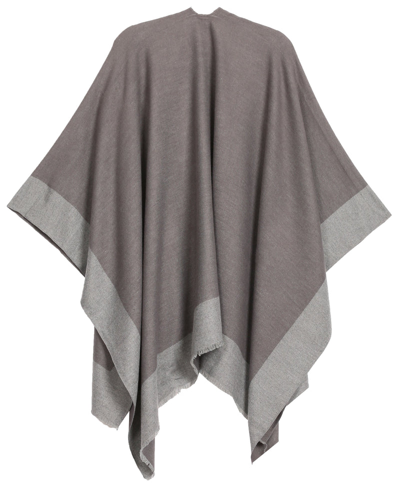 Sakkas Nila Women's Reversible Open Front Large Poncho Shawl Wrap Scarf Cape Ruana