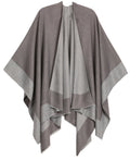 Sakkas Nila Women's Reversible Open Front Large Poncho Shawl Wrap Scarf Cape Ruana#color_Grey