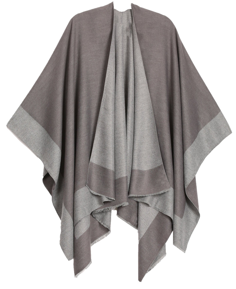 Sakkas Nila Women's Reversible Open Front Large Poncho Shawl Wrap Scar