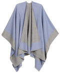 Sakkas Nila Women's Reversible Open Front Large Poncho Shawl Wrap Scarf Cape Ruana#color_skyBlue