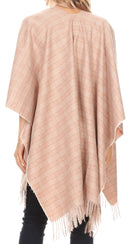 Sakkas Avi Women's Reversible Open Front Poncho Cardigan Ruana Cape Shawl W/Fringe