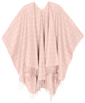 Sakkas Avi Women's Reversible Open Front Poncho Cardigan Ruana Cape Shawl W/Fringe#color_PlaidBrown