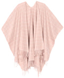 Sakkas Avi Women's Reversible Open Front Poncho Cardigan Ruana Cape Shawl W/Fringe