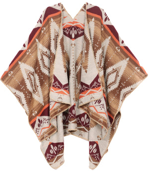 Sakkas Lupe Reversible Patterned Ruana Poncho Wrap Cardigan