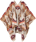 Sakkas Lupe Womens Reversible Poncho Wrap Cape Shawl Sweater Coat Cardigan Pattern#color_AztecBrown