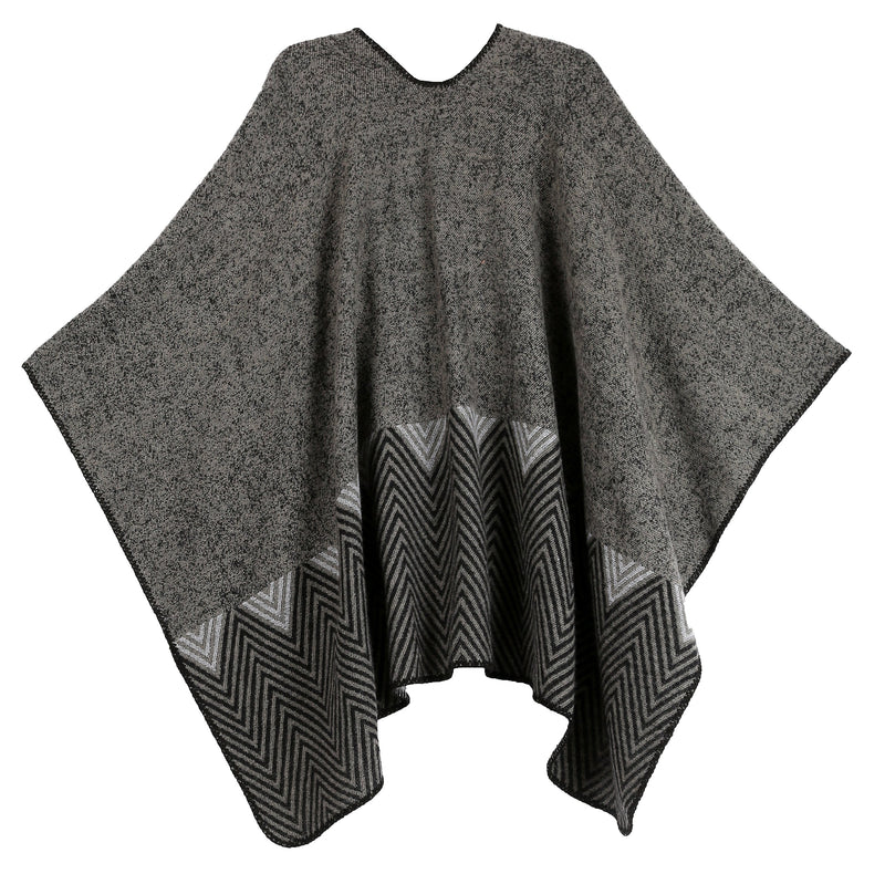 Sakkas Lupe Womens Reversible Poncho Wrap Cape Shawl Sweater Coat Cardigan Pattern