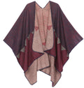 Sakkas Lupe Womens Reversible Poncho Wrap Cape Shawl Sweater Coat Cardigan Pattern#color_HeatherCharcoal