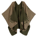 Sakkas Lupe Womens Reversible Poncho Wrap Cape Shawl Sweater Coat Cardigan Pattern#color_SunflowerBrown