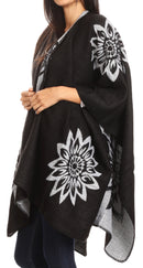 Sakkas Lupe Womens Reversible Poncho Wrap Cape Shawl Sweater Coat Cardigan Pattern