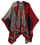 Sakkas Mari Women's Reversible Large Poncho Shawl Wrap Scarf Cape Ruana Blanket