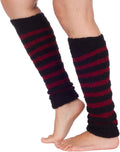 Sakkas Luxury Cashmere Feel Tagless Stretch Leg Warmers#color_Black/Burgundy