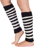 Sakkas Luxury Cashmere Feel Tagless Stretch Leg Warmers#color_Black / White