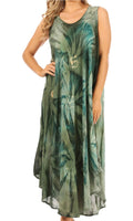 Sakkas Starlight Caftan Tank Dress / Cover Up#color_Avocado / Green 