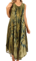 Sakkas Starlight Caftan Tank Dress / Cover Up#color_Olive / Beige 