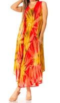 Sakkas Starlight Caftan Tank Dress / Cover Up#color_Red/Yellow