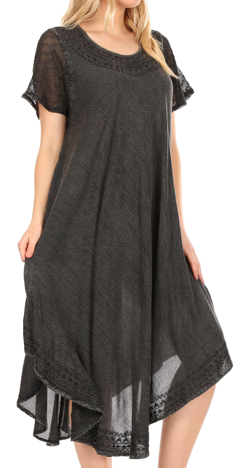 Sakkas Everyday Essentials Cap Sleeve Caftan Dress / Cover Up