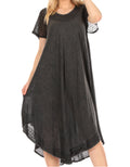 Sakkas Everyday Essentials Cap Sleeve Caftan Dress / Cover Up#color_1-Black