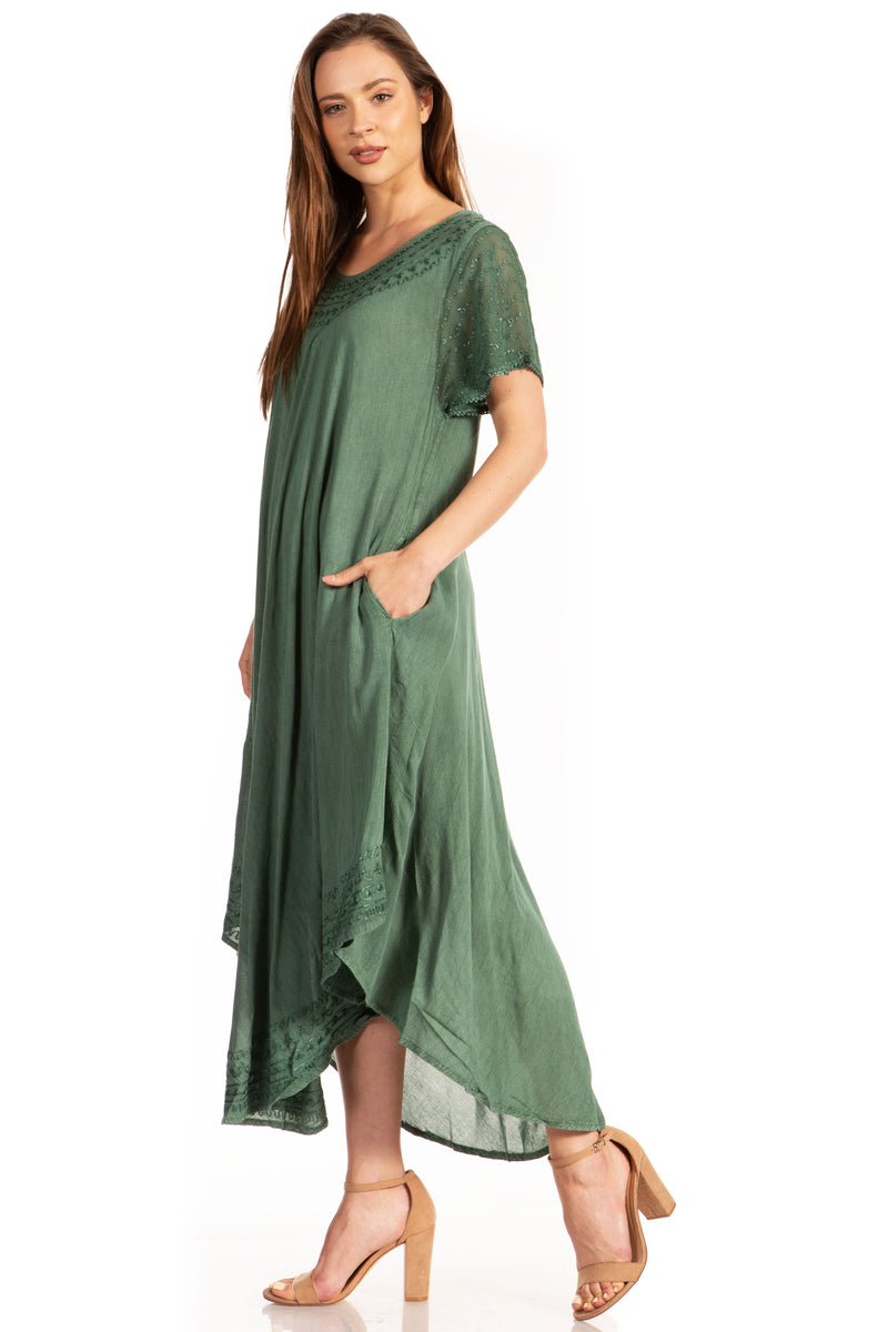 Sakkas Everyday Essentials Cap Sleeve Caftan Dress / Cover Up