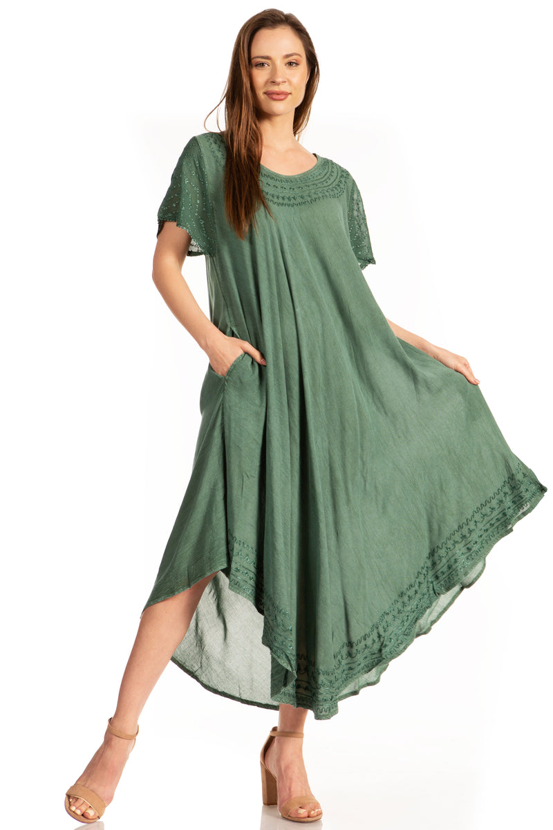 Sakkas Everyday Essentials Cap Sleeve Caftan Dress / Cover Up