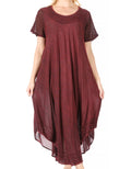 Sakkas Everyday Essentials Cap Sleeve Caftan Dress / Cover Up#color_A-Burgundy