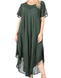 Sakkas Everyday Essentials Cap Sleeve Caftan Dress / Cover Up#color_A-ForestGreen