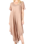 Sakkas Everyday Essentials Cap Sleeve Caftan Dress / Cover Up#color_A-Oatmeal