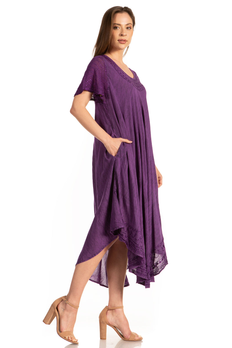 Sakkas Everyday Essentials Cap Sleeve Caftan Dress / Cover Up