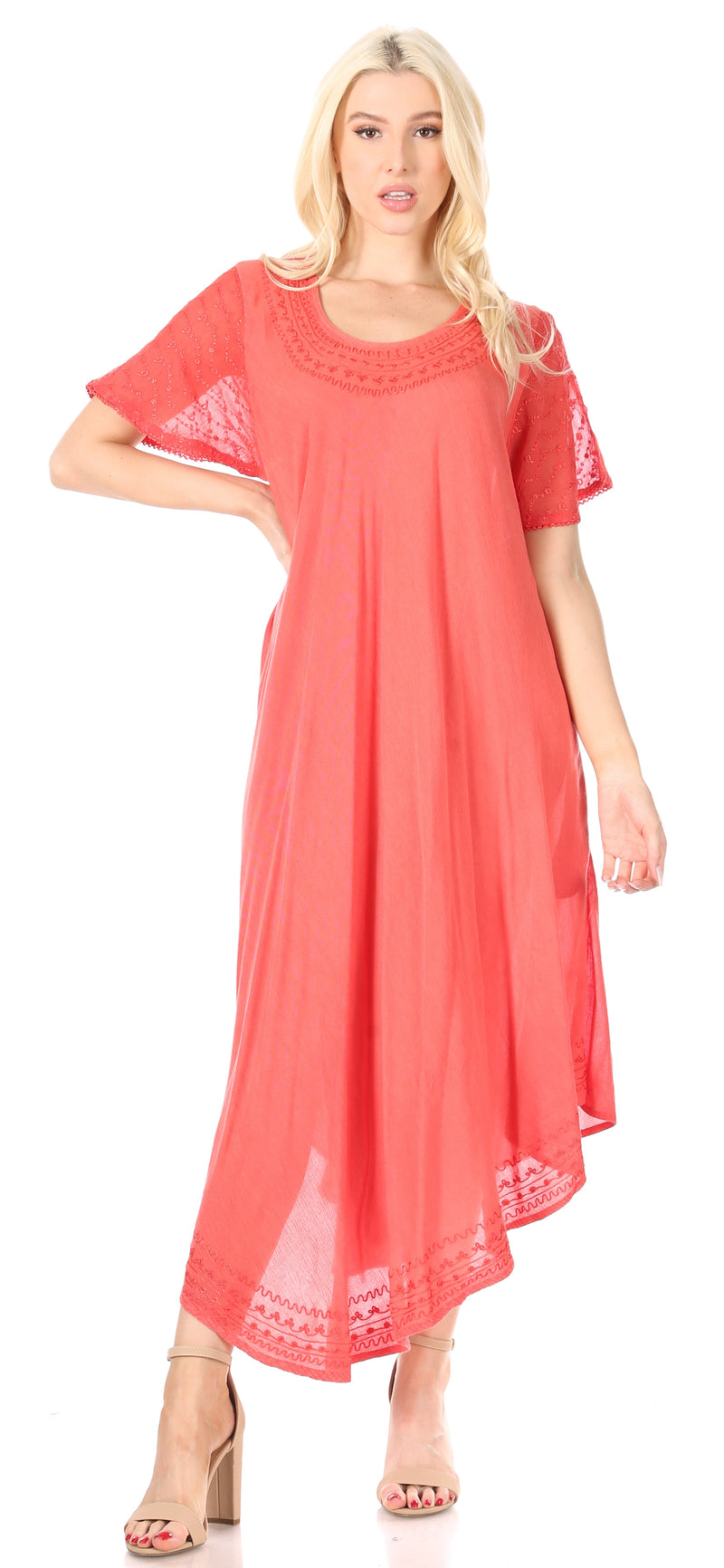 Sakkas Everyday Essentials Cap Sleeve Caftan Dress / Cover Up