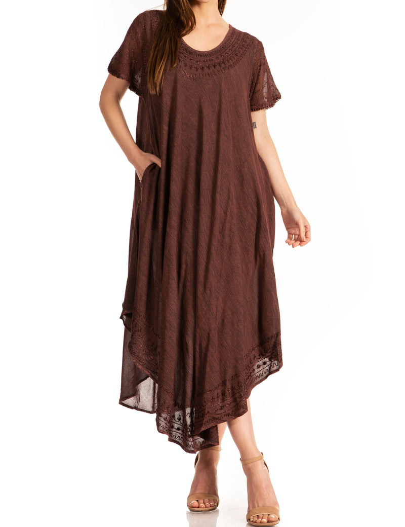 Sakkas Everyday Essentials Cap Sleeve Caftan Dress / Cover Up