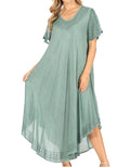 Sakkas Everyday Essentials Cap Sleeve Caftan Dress / Cover Up#color_Aqua