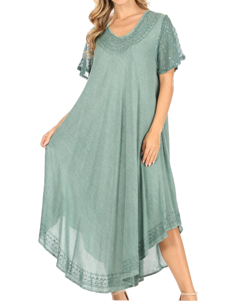 Sakkas Everyday Essentials Cap Sleeve Caftan Dress / Cover Up