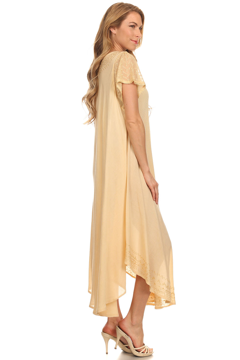 Sakkas Everyday Essentials Cap Sleeve Caftan Dress / Cover Up